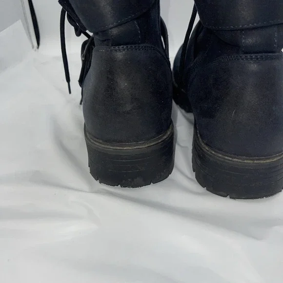Cliffs by White Mountain Boots Womens 10 M Marlee Combat Navy Blue Buckle Lace - Picture 6 of 9